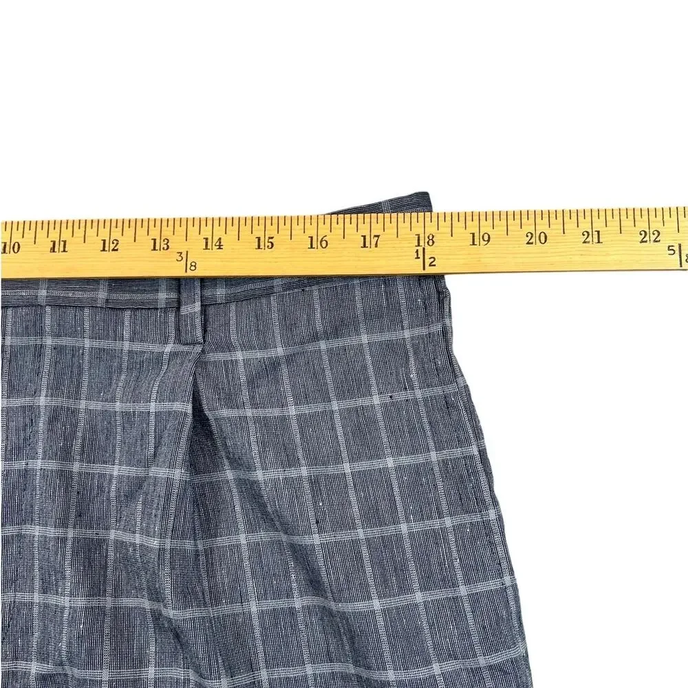 NWT Banana Republic Emerson 11” Plaid Linen Blend Shorts Gray Size 36